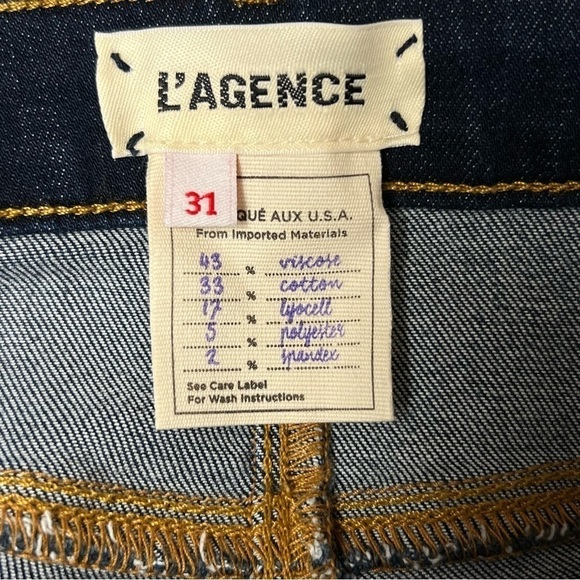 NEW L'AGENCE High Waist Skinny Jeans Distressed Dark Wash Full Length Denim 31 - Picture 12 of 16